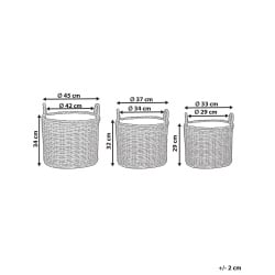 Zestaw 3 doniczek PENDULA Technorattan 33/37/45 cm Naturalny