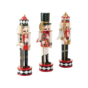 Zestaw 3 figurek dekoracyjnych RICKLEAN Dziadek do orzechów 30 cm Czerwony/ biały