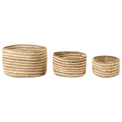 Zestaw 3 koszy jutowych naturalny z beżowym kahu