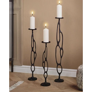 Zestaw 3 świeczników BUNI Metal 54/68/84 cm Czarny Zestaw 3 świeczników BUNI Metal 54/68/84 cm Czarny