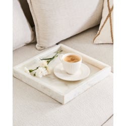 Zestaw 4 filiżanek ze spodkami COWSLIP Porcelana Biały Zestaw 4 filiżanek ze spodkami COWSLIP Porcelana Biały