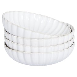 Zestaw 4 głębokich talerzy NETTLE Kamionka Złamana biel