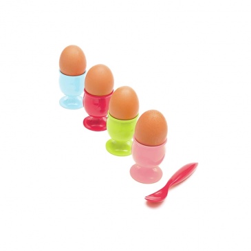 Zestaw 4 kieliszków na jajka + łyżeczki Zak! Designs multikolor