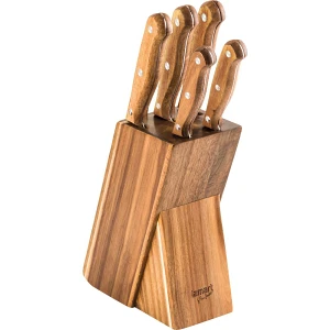 Zestaw 5 noży w bloku Lamart Wood brązowy Zestaw 5 noży w bloku Lamart Wood brązowy