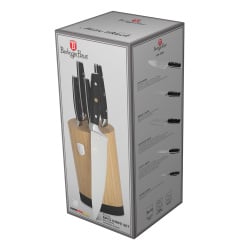 Zestaw 5 noży w stojaku bambusowym BerlingerHaus Matte Black Collection BH- 3136