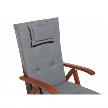 Zestaw 6 krzeseł ogrodowych drewnianych z szarymi poduszkami TOSCANA