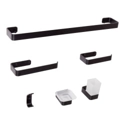 Zestaw akcesoriów toaletowych 6 elementów ZORRITOS Z uchwytami i haczykami na ręczniki Metal Czarny