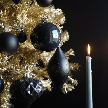 Zestaw bombek na choinkę bombki nietłukące choinkowe świąteczne czarny szpic komplet 19 sztuk