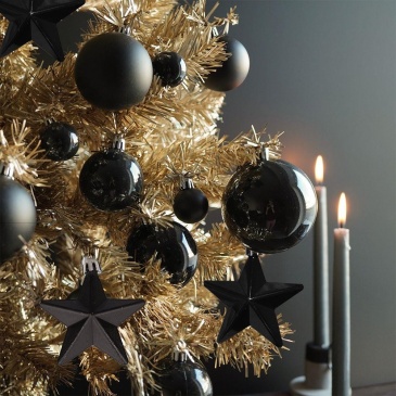 Zestaw bombek na choinkę gwiazdy nietłukące choinkowe świąteczne czarne komplet 8 sztuk 6,5 cm