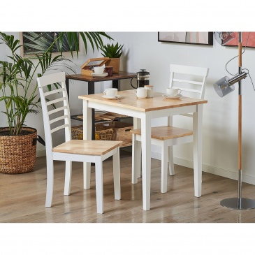 Zestaw do jadalni stół i 2 krzesła jasne drewno z białym BATTERSBY