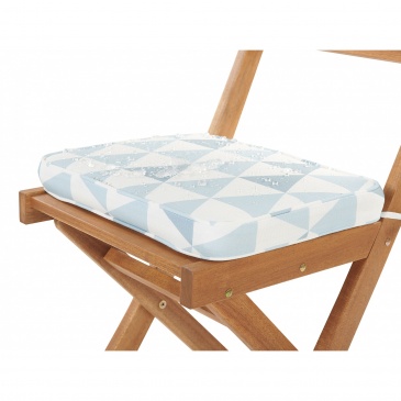 Zestaw mebli balkonowych drewniany jasny z poduszkami niebieskimi FIJI
