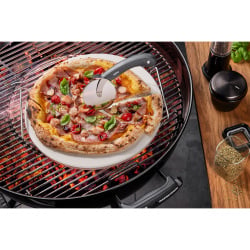 Zestaw: nóż do pizzy + kamień ze stojakiem okrągły darioso
