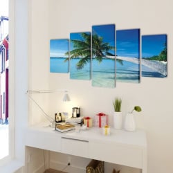 Zestaw obrazów Canvas 200 x 100 cm Plaża i Palmy Zestaw obrazów Canvas 200 x 100 cm Plaża i Palmy