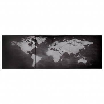 Zestaw obrazów przedstawiający mapę świata, czarny, 120x40 cm
