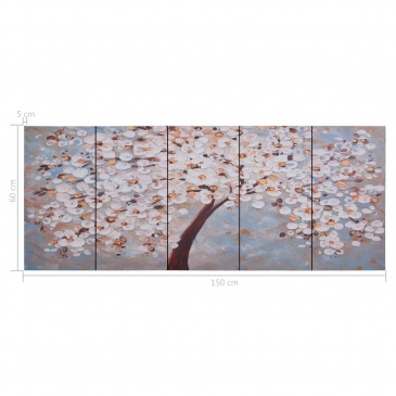 Zestaw obrazów z kwitnącym drzewem, kolorowy, 150x60 cm