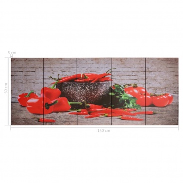 Zestaw obrazów z nadrukiem papryk, kolorowy, 150x60 cm