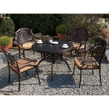 Zestaw ogrodowy stół i 4 krzesła metalowy brązowy SALENTO