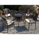 Zestaw ogrodowy stół z grillem i 4 krzesła brązowy MANFRIA