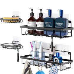 Zestaw półek pod prysznic metalowe czarne 4 szt.