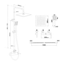 Zestaw prysznicowy panel natryskowy z deszczownicą 20 cm