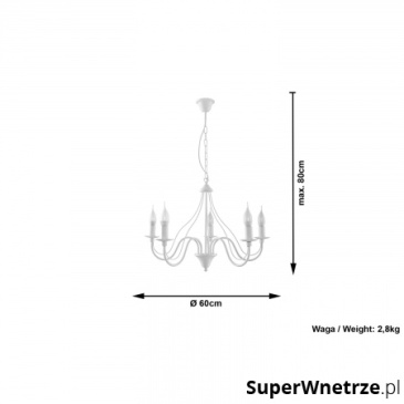 Lampa wisząca Sollux Lighting Minerwa5 biała